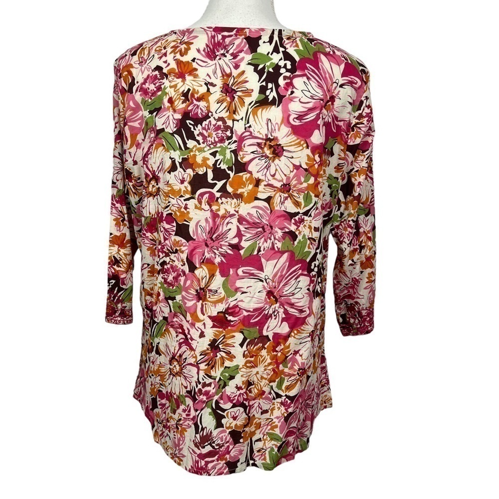 CJ BANKS Women’s Pullover Top Sz X (14W) Multi Color Floral Print Embroidered - Picture 6 of 13